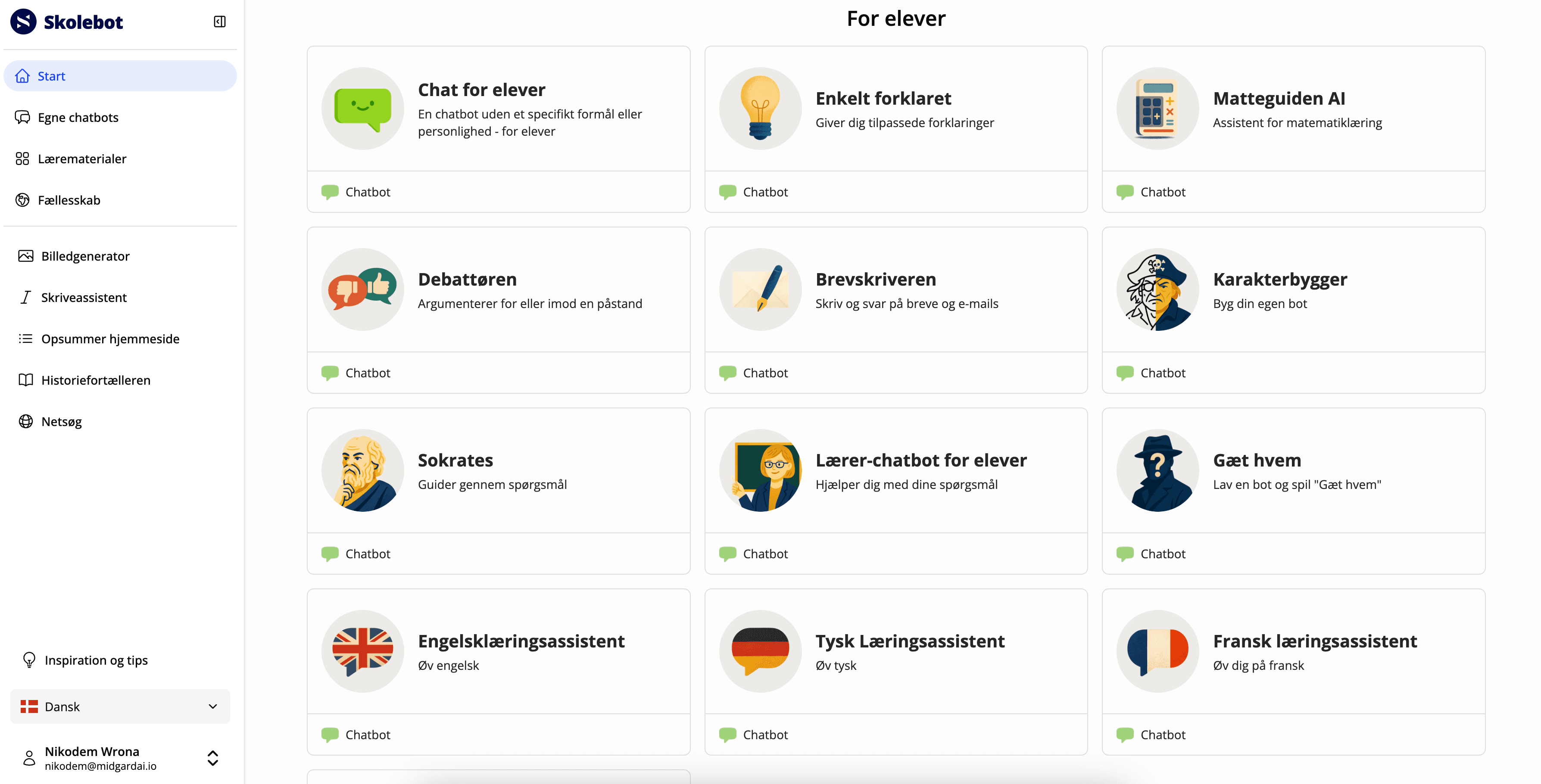 Skolebot screenshot DK